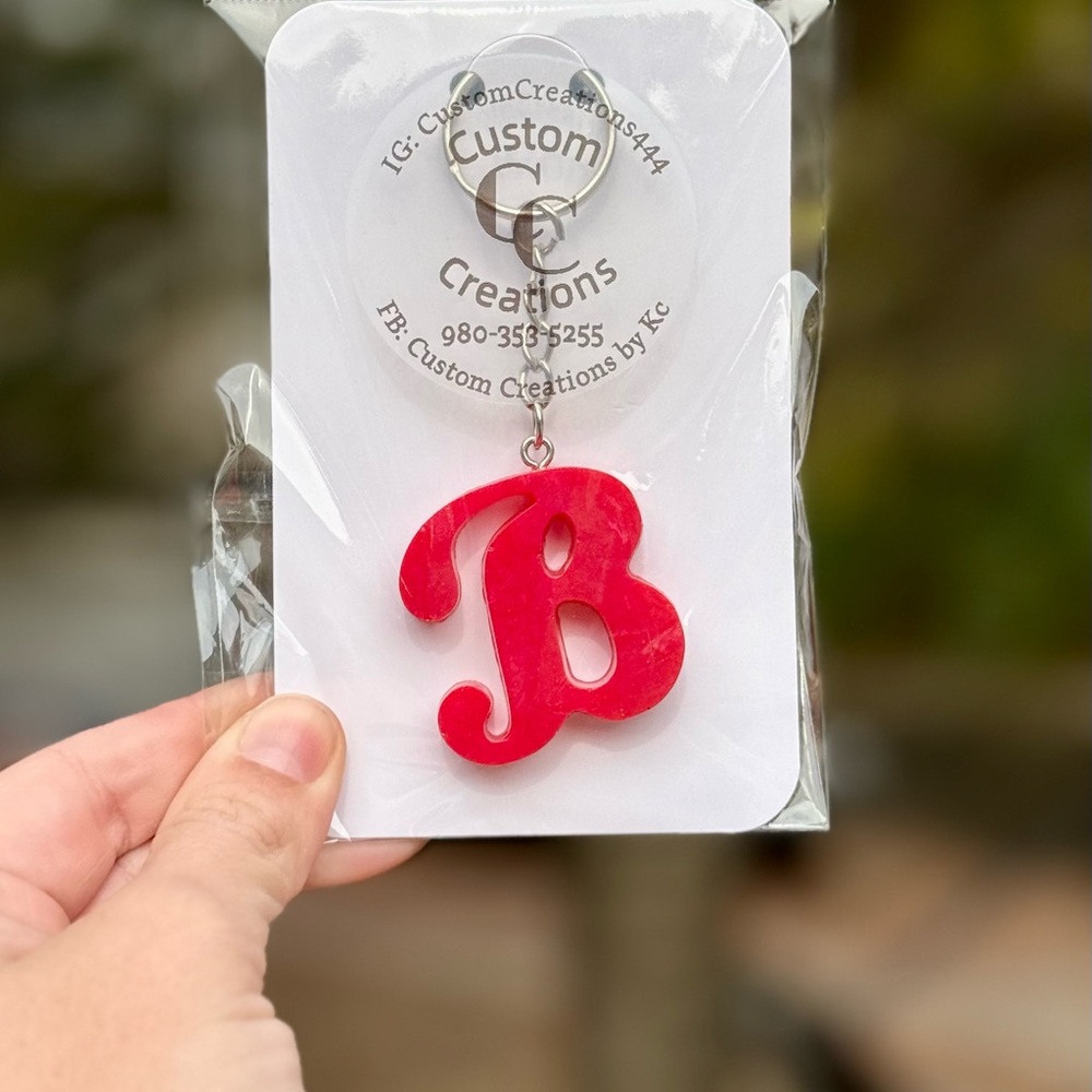 Red Initial Keychain - Picture 2 of 2